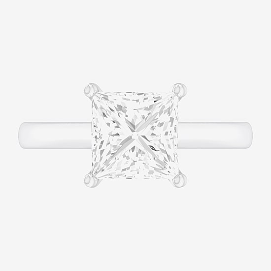 (G-H / SI1-SI2) Womens 2 1/2 CT. T.W. Lab-Grown White Diamond 14K Gold Princess Solitaire Engagement Ring