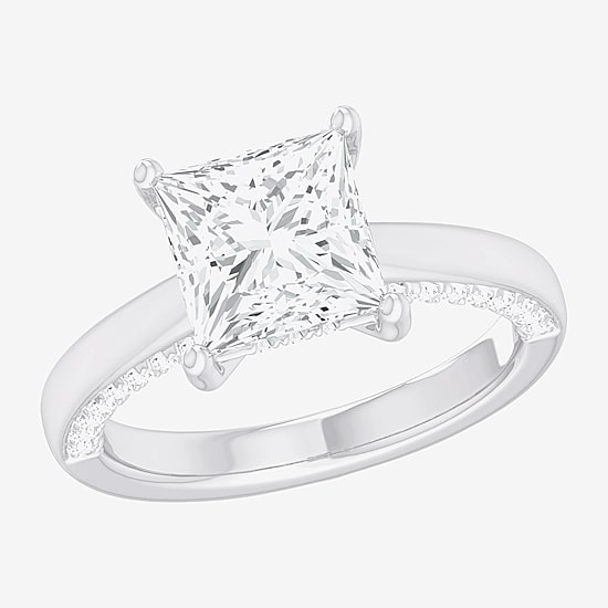 (G-H / SI1-SI2) Womens 2 1/2 CT. T.W. Lab-Grown White Diamond 14K Gold Princess Solitaire Engagement Ring