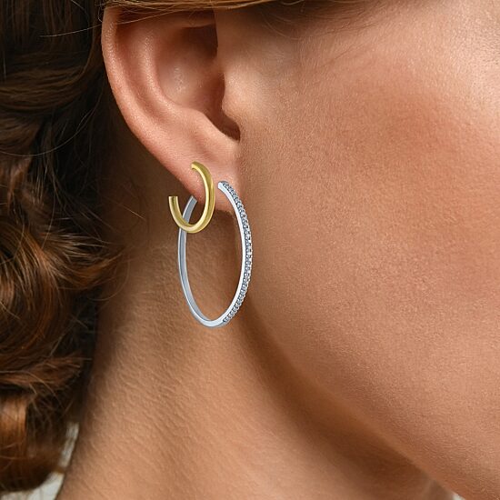 Yes, Please! Womens Diamond Accent Natural Diamond 14K Gold Over Silver Sterling Silver 2 Pair Earring Set