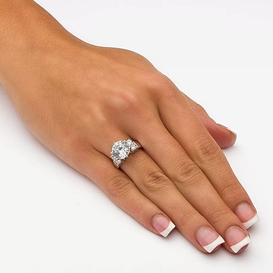 DiamonArt® Womens 4 3/4 CT. T.W. White Cubic Zirconia 10K White Gold Engagement Ring