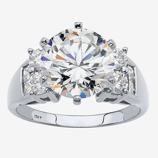DiamonArt® Womens 4 3/4 CT. T.W. White Cubic Zirconia 10K White Gold Engagement Ring
