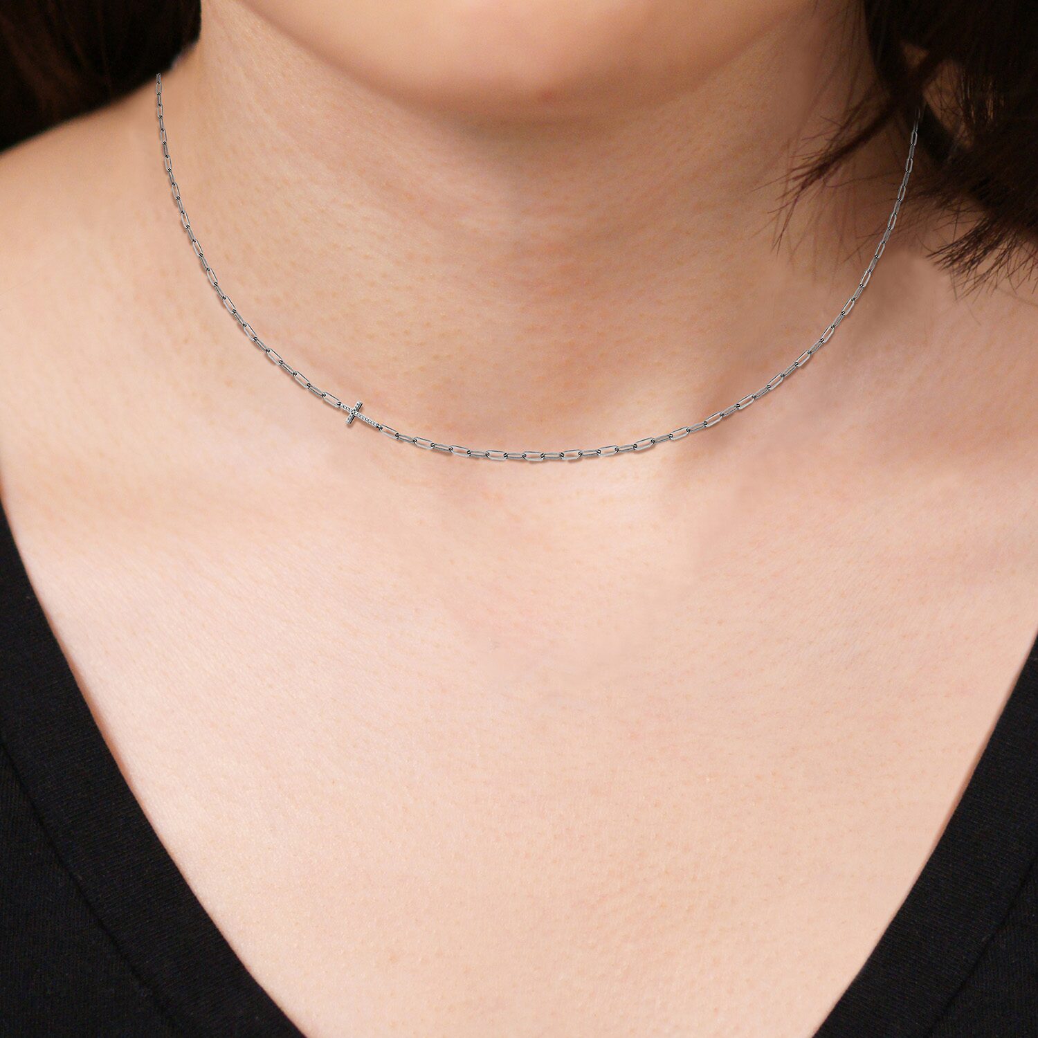 Paris 1901 By Charles Garnier Womens White Cubic Zirconia Sterling Silver Cross 18 Inch Pendant Necklace