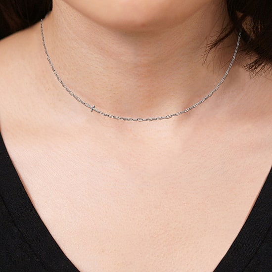 Paris 1901 By Charles Garnier Womens White Cubic Zirconia Sterling Silver Cross 18 Inch Pendant Necklace