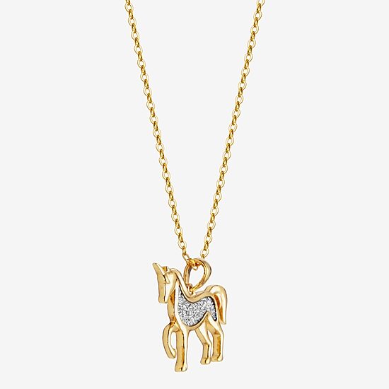 Unicorn Womens 18K Gold Over Silver 18 Inch Pendant Necklace