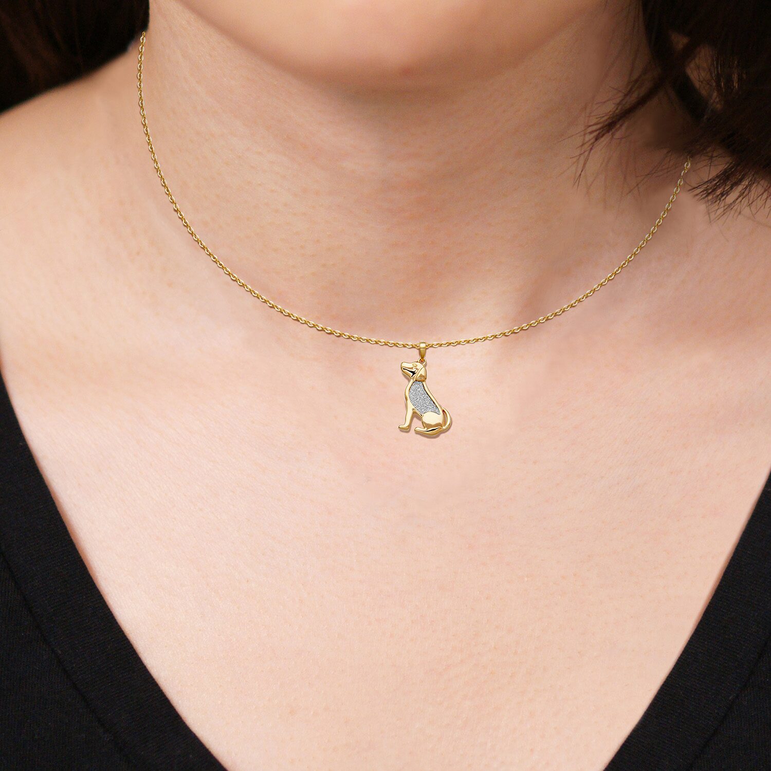 Dog Womens 18K Gold Over Silver 18 Inch Pendant Necklace