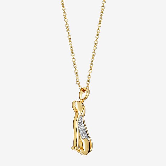 Dog Womens 18K Gold Over Silver 18 Inch Pendant Necklace