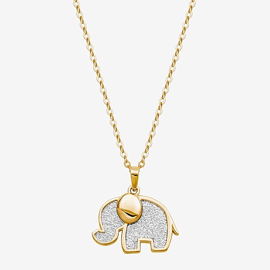 Elephant Womens 18K Gold Over Silver 18 Inch Pendant Necklace
