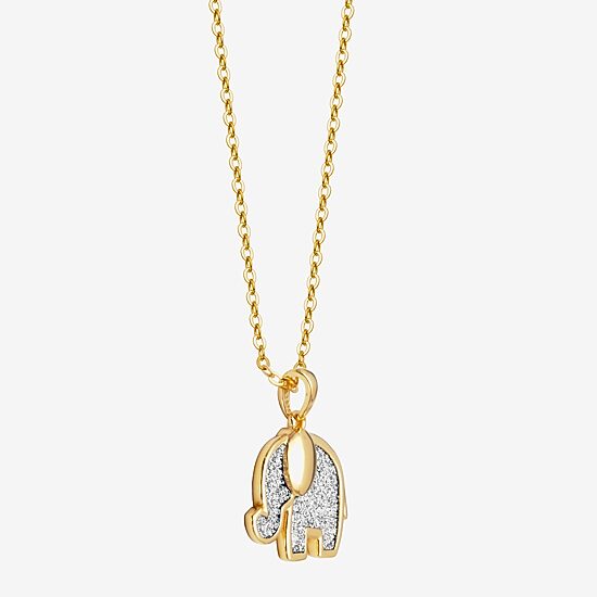 Elephant Womens 18K Gold Over Silver 18 Inch Pendant Necklace