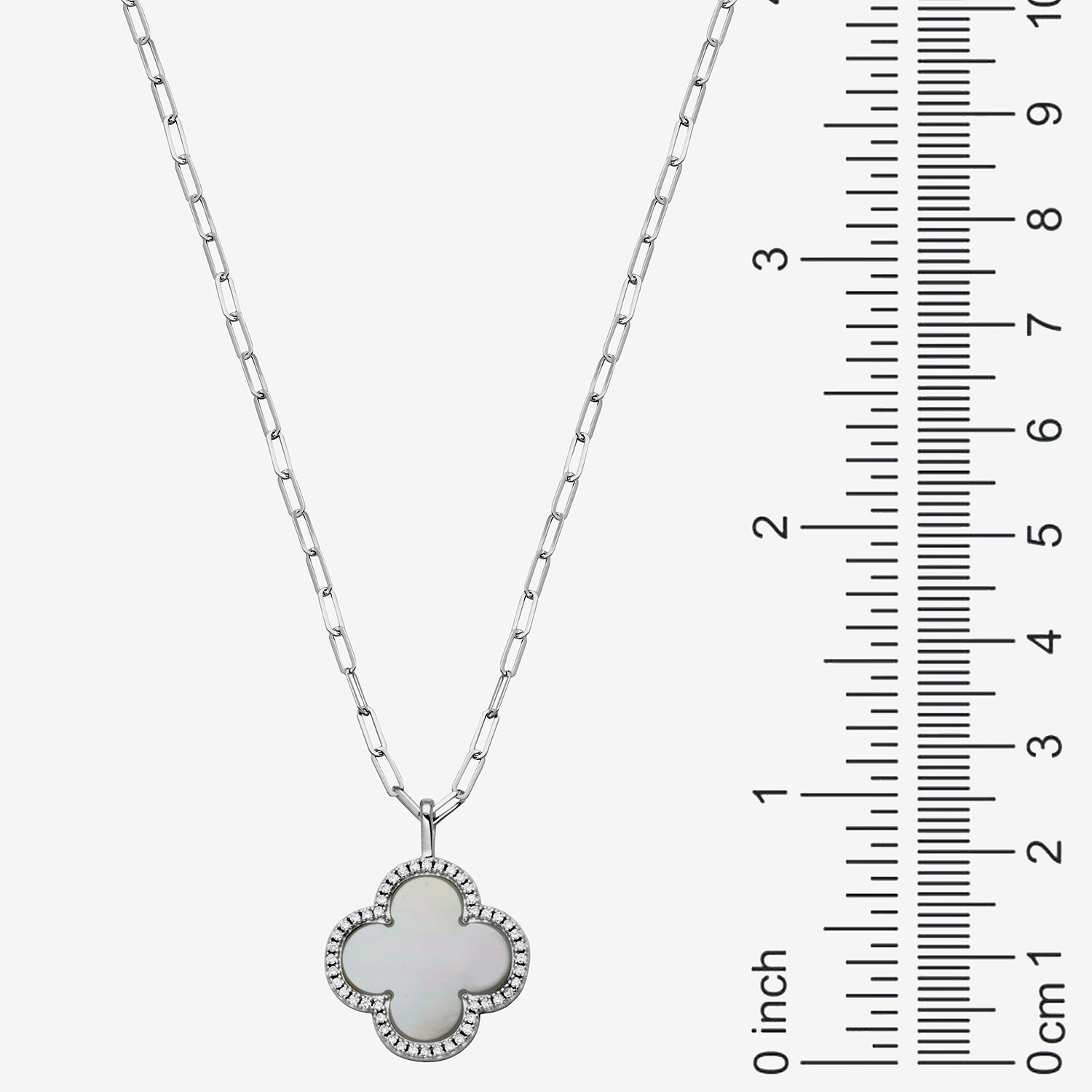 Womens 1 7/8 CT. T.W. White Mother Of Pearl Sterling Silver Clover 17 Inch Pendant Necklace