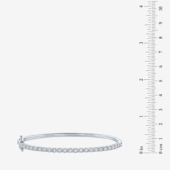 (G-H / SI2-I1) 1/4 CT. T.W. Lab Grown White Diamond Sterling Silver or 14K Gold Over Silver Bangle Bracelet