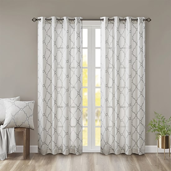 Madison Park Westmont Fretwork Print Grommet Top Light-Filtering Single Curtain Panel