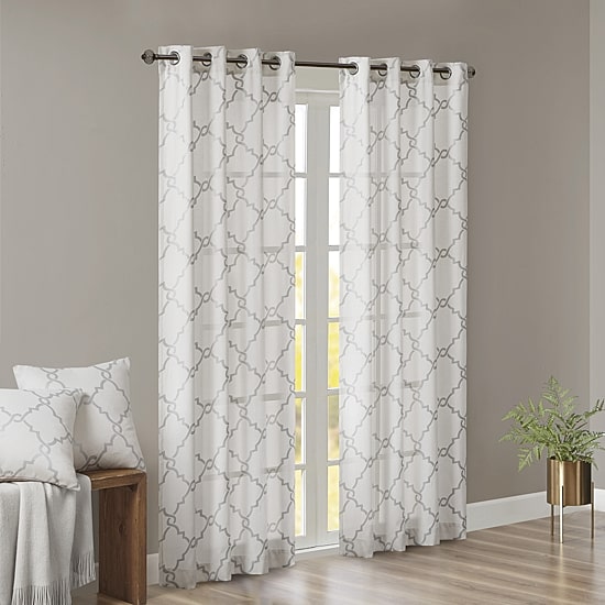 Madison Park Westmont Fretwork Print Grommet Top Light-Filtering Single Curtain Panel