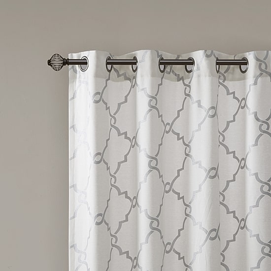 Madison Park Westmont Fretwork Print Grommet Top Light-Filtering Single Curtain Panel