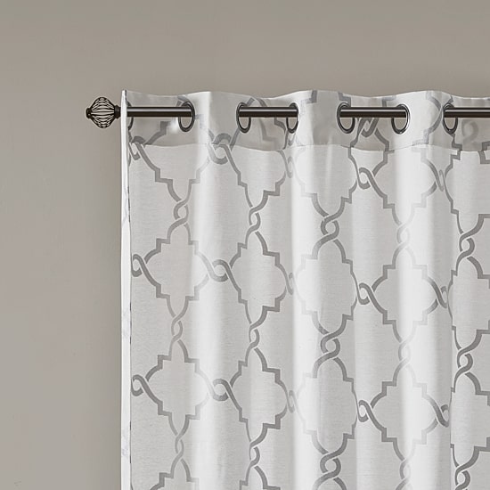 Madison Park Westmont Fretwork Print Grommet Top Light-Filtering Single Curtain Panel