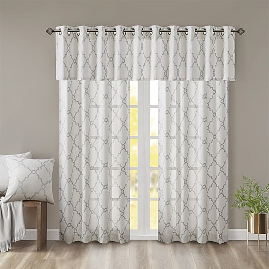 Madison Park Westmont Fretwork Print Grommet Top Light-Filtering Single Curtain Panel