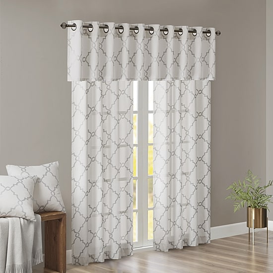 Madison Park Westmont Fretwork Print Grommet Top Light-Filtering Single Curtain Panel