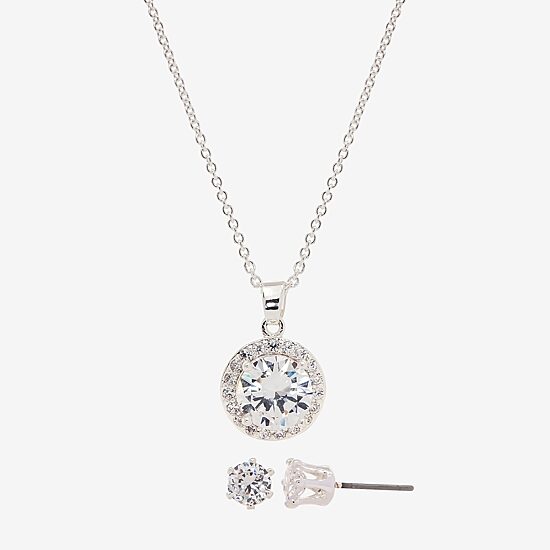 Sparkle Allure Womens White Cubic Zirconia Pure Silver Over Brass 2-pc. Jewelry Set