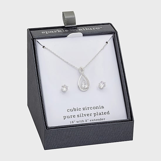 Sparkle Allure Womens Cubic Zirconia Pure Silver Over Brass Infinity 2-pc. Jewelry Set