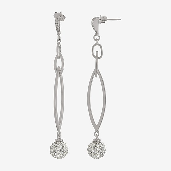 Sparkle Allure Womens Crystal Pure Silver Over Brass Drop Earrings