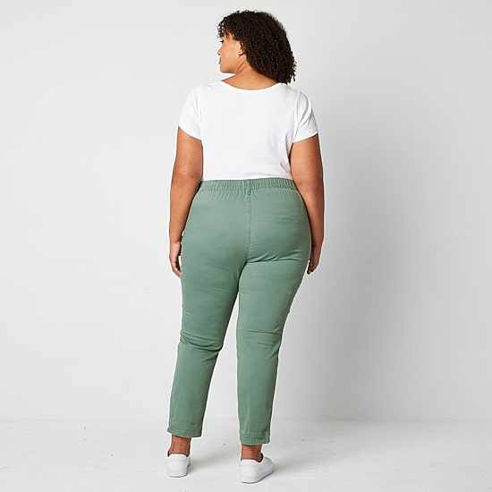 St. John's Bay Womens Plus Adaptive Easy-on + Easy-off Seated Wear Slim Mid Rise Trouser