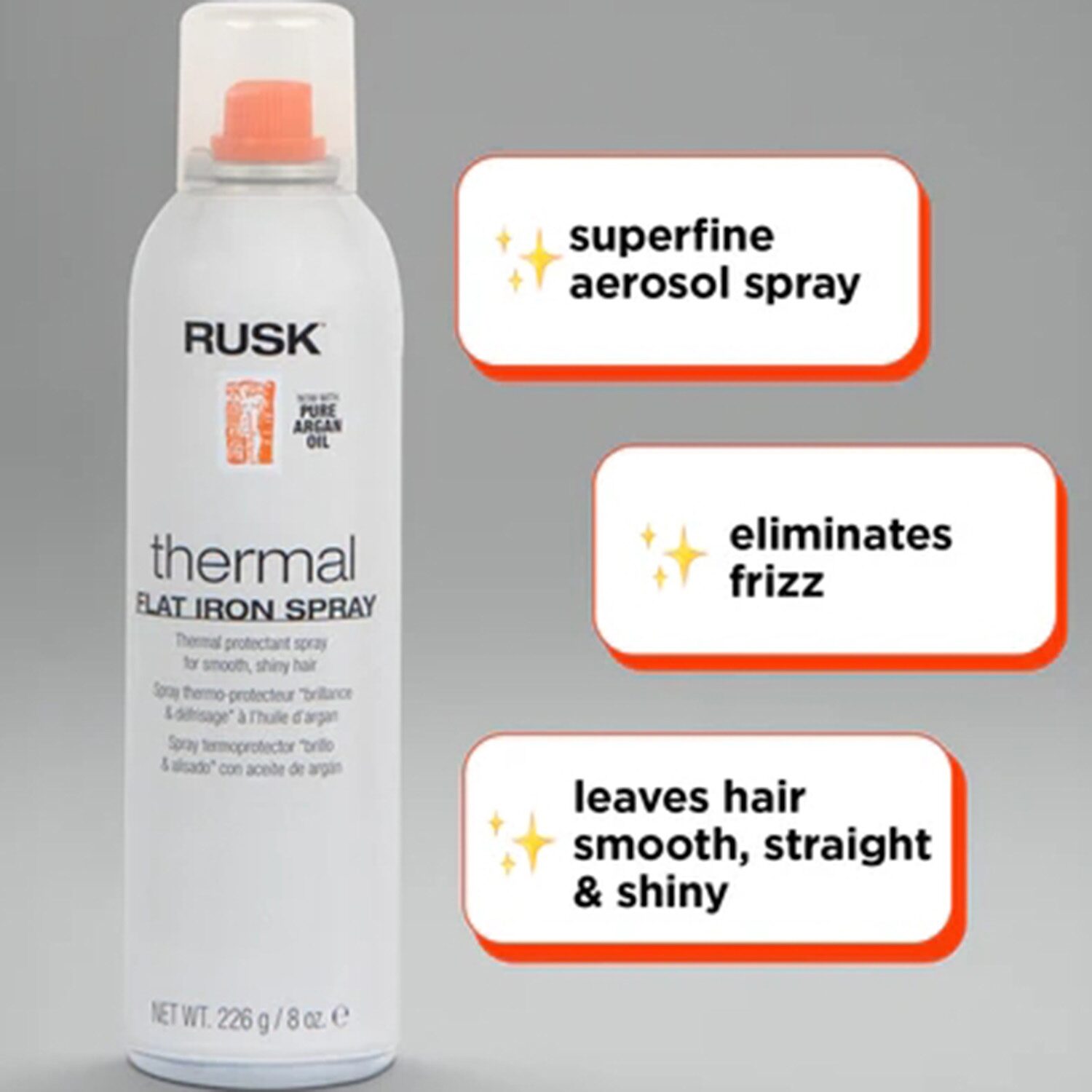 Rusk Thermal Iron Argan Oil Infused Heat Protectant 8 oz.