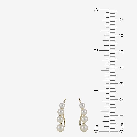 Cultured Freshwater Pearl and 14K Yellow Gold Climber Earrings