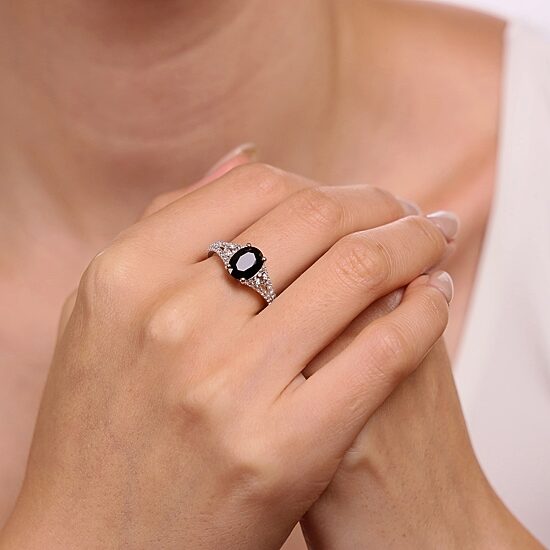 Womens Genuine Black Onyx Sterling Silver Cocktail Ring