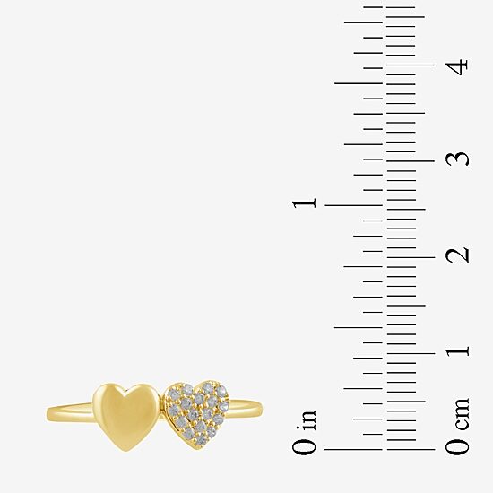 Womens 1/10 CT. T.W. Lab Grown White Diamond 10K Gold Heart Cocktail Ring