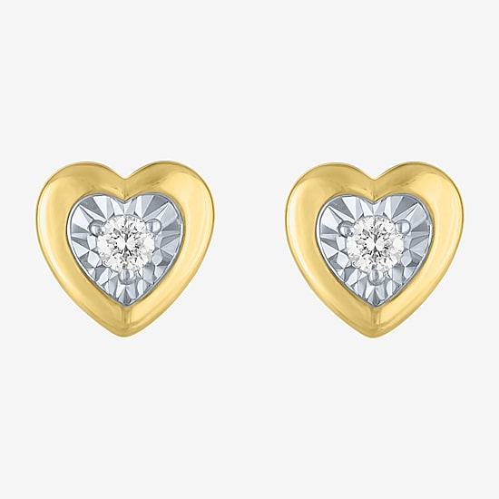 (G-H / I1-I2) 1/10 CT. T.W. Lab Grown White Diamond 14K Gold Over Silver 7.5mm Heart Stud Earrings