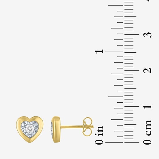 (G-H / I1-I2) 1/10 CT. T.W. Lab Grown White Diamond 14K Gold Over Silver 7.5mm Heart Stud Earrings