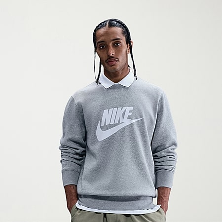 Nike Club Fleece Mens Crew Neck Long Sleeve Big and Tall