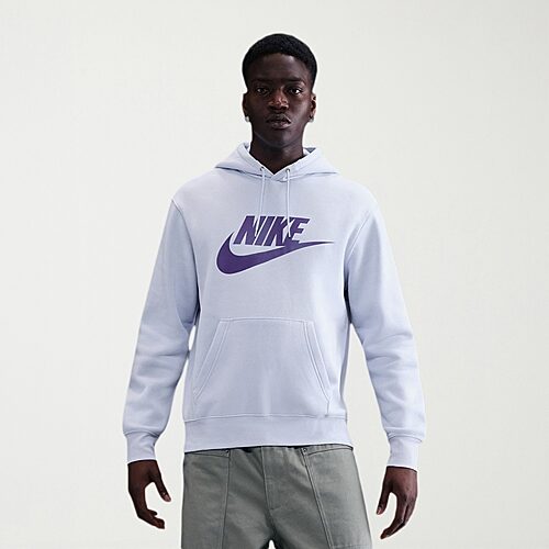 Nike Fleece Sweatshirt Mens Long Sleeve Active Hoodie, Medium, Blue