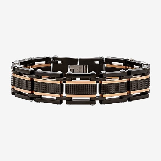 Mens Two-Tone Stainless Steel Chain Bracelet