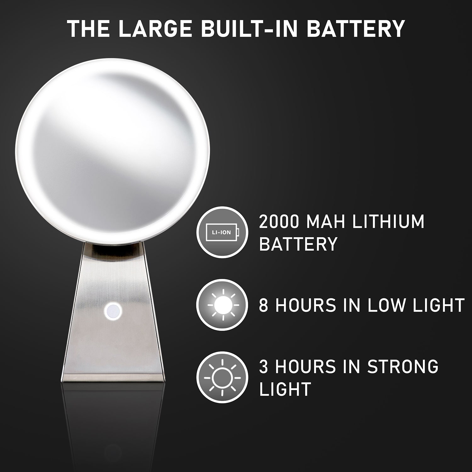 NuBrilliance Cordless 8'' Diameter 5X Rechargeable Magnification Mirror