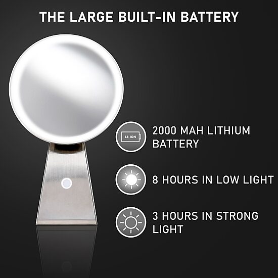NuBrilliance Cordless 8'' Diameter 5X Rechargeable Magnification Mirror