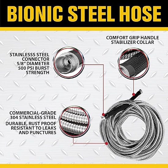 Bionic Steel Heavy Duty Stainless Steel Garden Hose