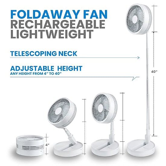 My FoldAway Rechargeable Floor and Table Fan with Rechargeable Battery