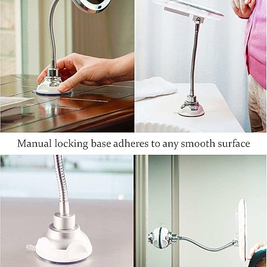 My Flexible Illuminated 5X Magnification Mirror with Bendable Neck and Suctions to Flat Surfaces