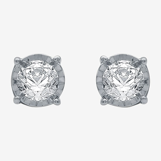 1/3 CT. T.W. Natural White Diamond 10K Gold 5.3mm Round Stud Earrings