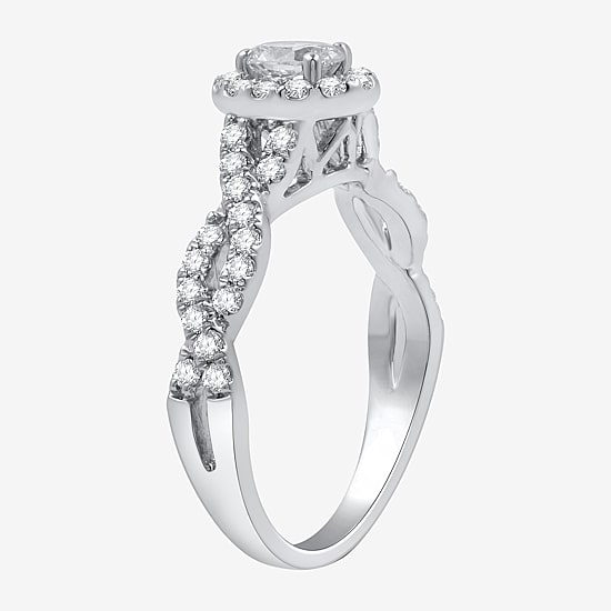 I Said Yes (H-I / I1) Womens 1 CT. T.W. Lab Grown White Diamond Sterling Silver or 14K Gold Over Silver Oval Side Stone Halo Bridal Set