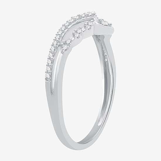 I Said Yes (H-I / I1) 1/5 CT. T.W. Lab Grown White Diamond Sterling Silver or 14K Gold Over Silver Chevron Wedding Band