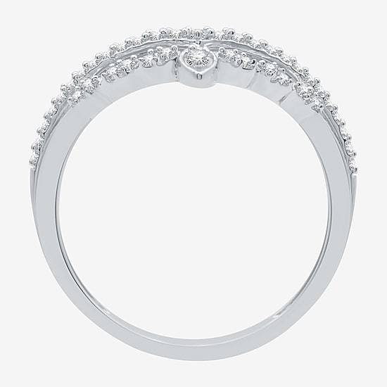 I Said Yes (H-I / I1) 1/5 CT. T.W. Lab Grown White Diamond Sterling Silver or 14K Gold Over Silver Chevron Wedding Band