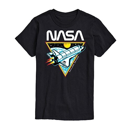 Nasa Mens Crew Neck Short Sleeve Regular Fit Graphic T-Shirt, Medium, Black