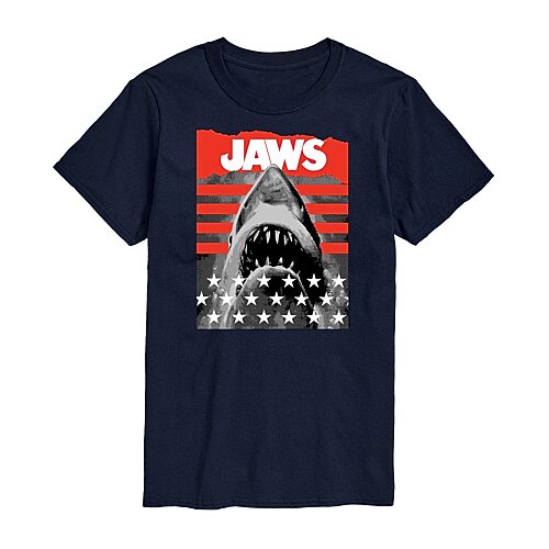 Jaws Mens Crew Neck Short Sleeve Regular Fit Graphic T-Shirt, Small, Blue
