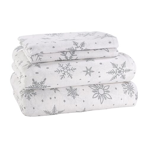 Avanti Printed 100% Brushed Cotton Flannel 4-Pc.Sheet Set, Full - Snowflakes