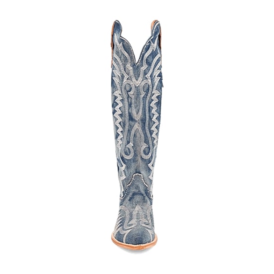 Dan Post Womens Denim Darlin' Stacked Heel Cowboy Boots