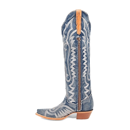 Dan Post Womens Denim Darlin' Stacked Heel Cowboy Boots