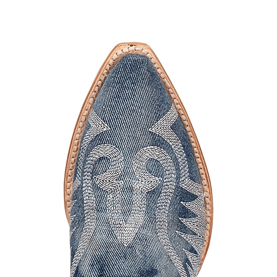 Dan Post Womens Denim Darlin' Stacked Heel Cowboy Boots
