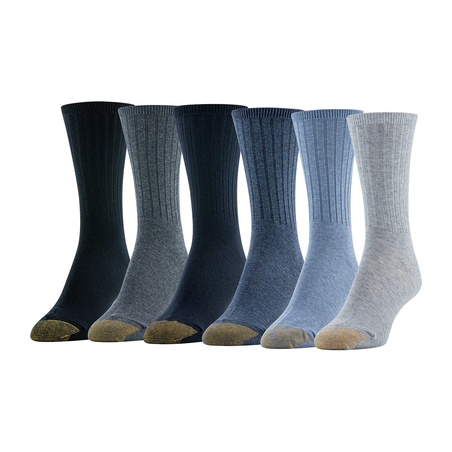 Gold Toe Ribbed Womens 6 Pair Crew Socks