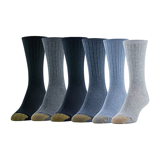 Gold Toe Ribbed Womens 6 Pair Crew Socks